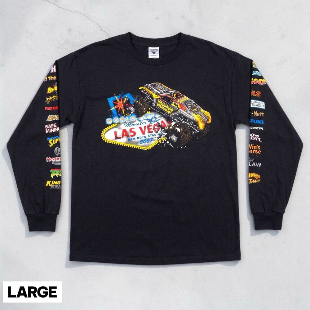 VTG 2007 Monster Jam Las Vegas World Finals Long Sleeve Shirt Max Destruction